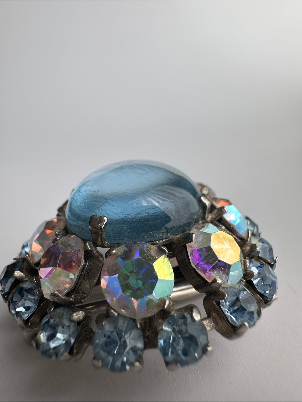 A-F Paris Btè SGDG Vintage from 1930’s Glass and rinestones Brooch/Fur clip - Picture 3 of 14